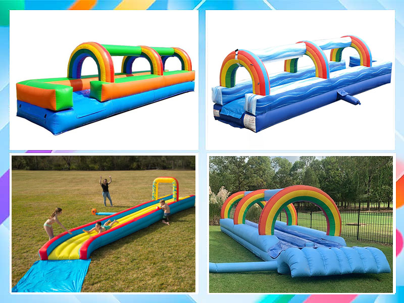 Portable inflatable slip and slide