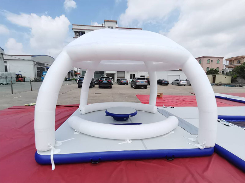 large backyard inflatable water park