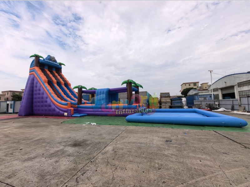 inflatable water slide with pool