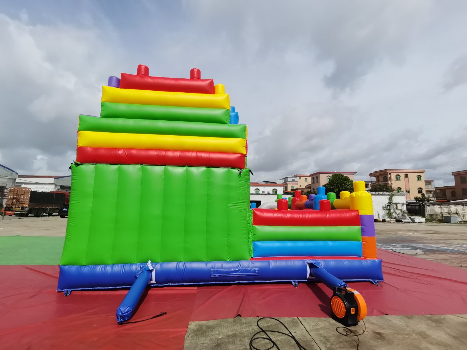 inflatable lego bouncy castle with slide